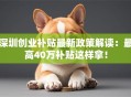 深圳创业补贴最新政策解读：最高40万补贴这样拿！