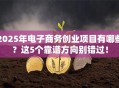2025年电子商务创业项目有哪些？这5个靠谱方向别错过！