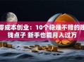 零成本创业：10个稳赚不赔的赚钱点子 新手也能月入过万