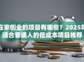在家创业的项目有哪些？2025年适合普通人的低成本项目推荐