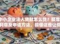 中小企业法人贷款怎么贷？额度、利息及申请方法，搞懂这些让你轻松贷到款！