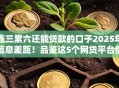 连三累六还能贷款的口子2025年信息差距！品鉴这5个网贷平台借钱连三累六也能用