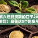 连三累六还能贷款的口子2025年信息差距！品鉴这5个网贷平台借钱连三累六也能用