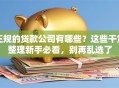 正规的贷款公司有哪些？这些干货整理新手必看，别再乱选了