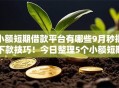 小额短期借款平台有哪些9月秒批下款技巧！今日整理5个小额短期网贷口子不少