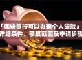「哪些银行可以办理个人贷款」附详细条件、额度范围及申请步骤，新手也能看懂