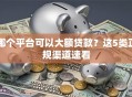 哪个平台可以大额贷款？这5类正规渠道速看