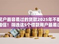 花户最容易过的贷款2025年不敢相信！筛选这5个借款用户最易过的网贷口子