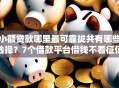 小额贷款哪里最可靠拢共有哪些选择？7个借款平台借钱不看征信详解