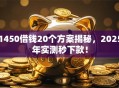 1450借钱20个方案揭秘，2025年实测秒下款！
