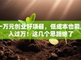 一万元创业好项目，低成本也能月入过万！这几个思路绝了