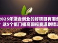 2025年适合创业的好项目有哪些？这5个低门槛高回报赛道别错过！