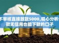 不审核直接放款5000,精心分析5款无信用也能下款的口子