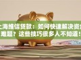 上海维信贷款：如何快速解决资金难题？这些技巧很多人不知道！