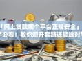 「网上贷款哪个平台正规安全」新手必看！教你避开套路还能选对平台