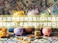 怎么能快速借钱应急2025年借贷独家秘笈！本篇揭秘5个贷款口子应急非常快速