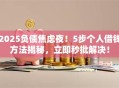 2025负债焦虑夜！5步个人借钱方法揭秘，立即秒批解决！