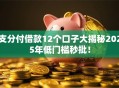 支分付借款12个口子大揭秘2025年低门槛秒批！
