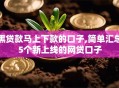 黑贷款马上下款的口子,简单汇总5个新上线的网贷口子