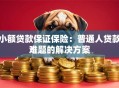 小额贷款保证保险：普通人贷款难题的解决方案