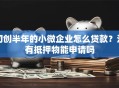 初创半年的小微企业怎么贷款？没有抵押物能申请吗