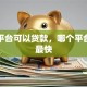 什么平台可以贷款，哪个平台下款最快