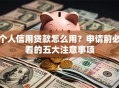 个人信用贷款怎么用？申请前必看的五大注意事项