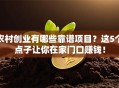 农村创业有哪些靠谱项目？这5个点子让你在家门口赚钱！