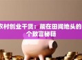农村创业干货：藏在田间地头的5个致富秘籍