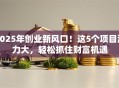 2025年创业新风口！这5个项目潜力大，轻松抓住财富机遇