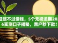 征信不过借钱，5个无视逾期2026实测口子揭秘，黑户秒下款！