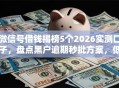 微信号借钱揭榜5个2026实测口子，盘点黑户逾期秒批方案，低门槛实测可下！