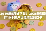2019年5月好下款？2026最新测评10个黑户也能借款的口子