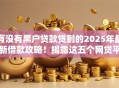 有没有黑户贷款贷到的2025年最新借款攻略！揭露这五个网贷平台借钱容易贷到
