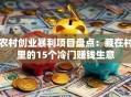 农村创业暴利项目盘点：藏在村里的15个冷门赚钱生意
