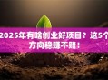 2025年有啥创业好项目？这5个方向稳赚不赔！
