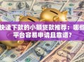 快速下款的小额贷款推荐：哪些平台容易申请且靠谱？