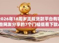2026年18周岁正规贷款平台有哪些网友分享的7个门槛低易下款app我觉得不错！