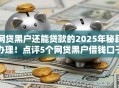 网贷黑户还能贷款的2025年秘籍办理！点评5个网贷黑户借钱口子还能开