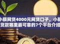 小额网贷4000元网贷口子，小额贷款哪里最可靠的7个平台介绍