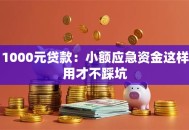 1000元贷款：小额应急资金这样用才不踩坑