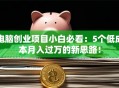 电脑创业项目小白必看：5个低成本月入过万的新思路！