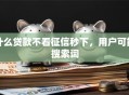 什么贷款不看征信秒下，用户可能搜索词