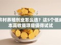 农村养殖创业怎么选？这5个低成本高收益项目值得试试