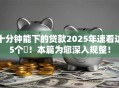 十分钟能下的贷款2025年速看这5个​！本篇为您深入规整！