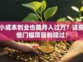 小成本创业也能月入过万？这些低门槛项目别错过！