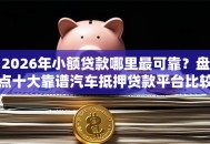 2026年小额贷款哪里最可靠？盘点十大靠谱汽车抵押贷款平台比较好