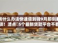 有什么办法快速借到钱9月即刻解锁！清点​5个最新贷款平台不看征信