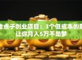 金点子创业项目：3个低成本创意让你月入5万不是梦