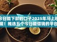 今日能下款的口子2025年马上收藏！推选五个今日能借钱的平台